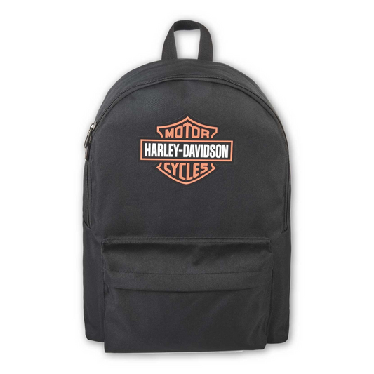 Harley-Davidson® Bar & Shield Graphic Backpack w/Adjustable Straps - Black/Orange