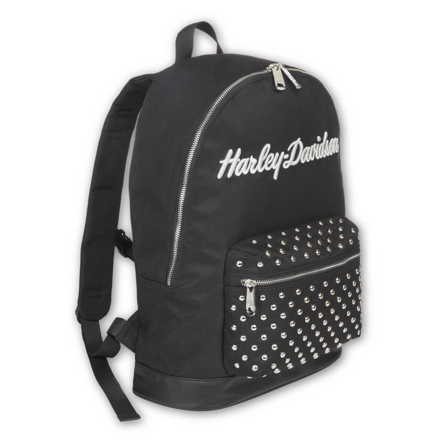 Harley-Davidson® Women's Classic Studded Backpack - 3D Embroidered Logo - Black