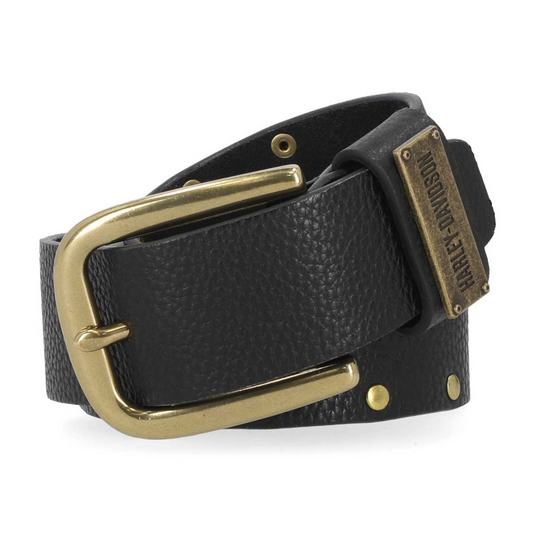 Harley-Davidson® Women's Vintage Rivet Stud Strap Genuine Leather Belt - Black