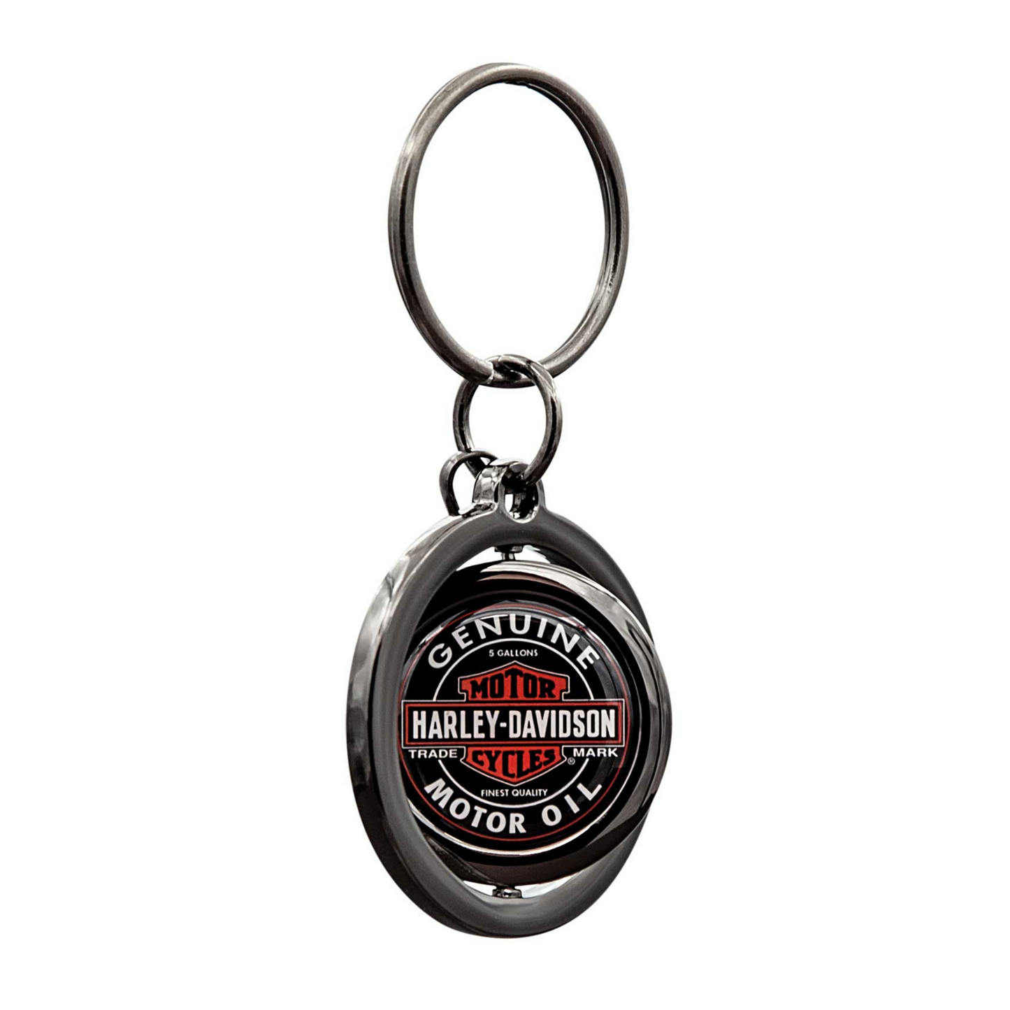 Harley-Davidson® Vintage Genuine Motor Oil Logo Spinner Key Chain - Black