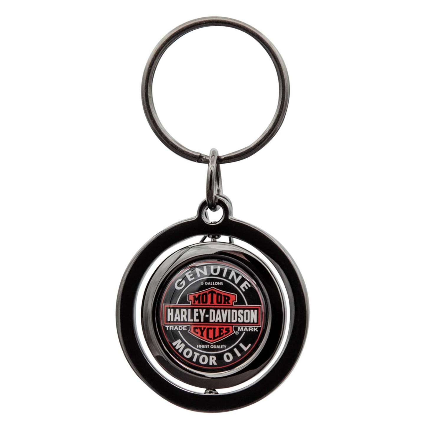 Harley-Davidson® Vintage Genuine Motor Oil Logo Spinner Key Chain - Black