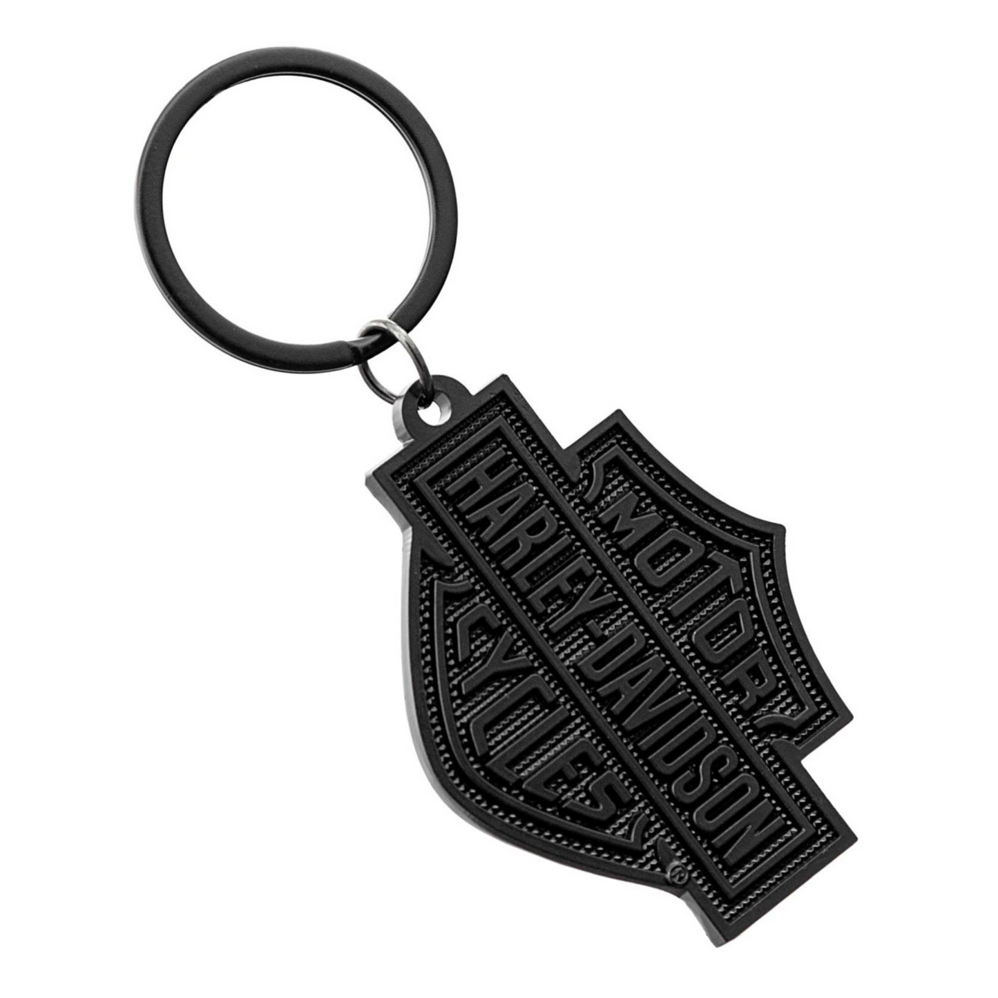 Harley-Davidson® Bar & Shield Logo Knurled Pattern Metal Key Ring - Black