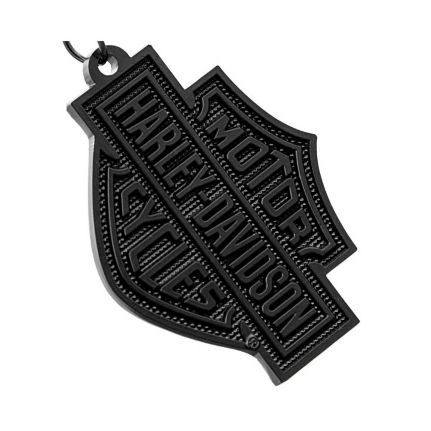 Harley-Davidson® Bar & Shield Logo Knurled Pattern Metal Key Ring - Black