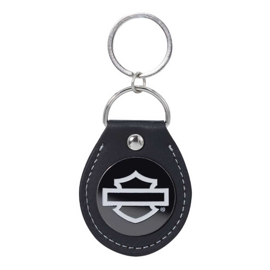 Harley-Davidson® Silhouette Bar & Shield Logo Vinyl Fob Key Chain - Black & Gray