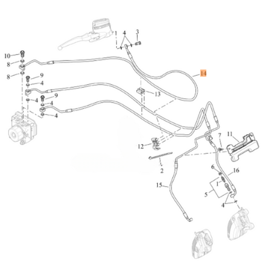 Harley-Davidson® Front Brake Line - ABS Module to Master Cylinder - '14-'23 Touring