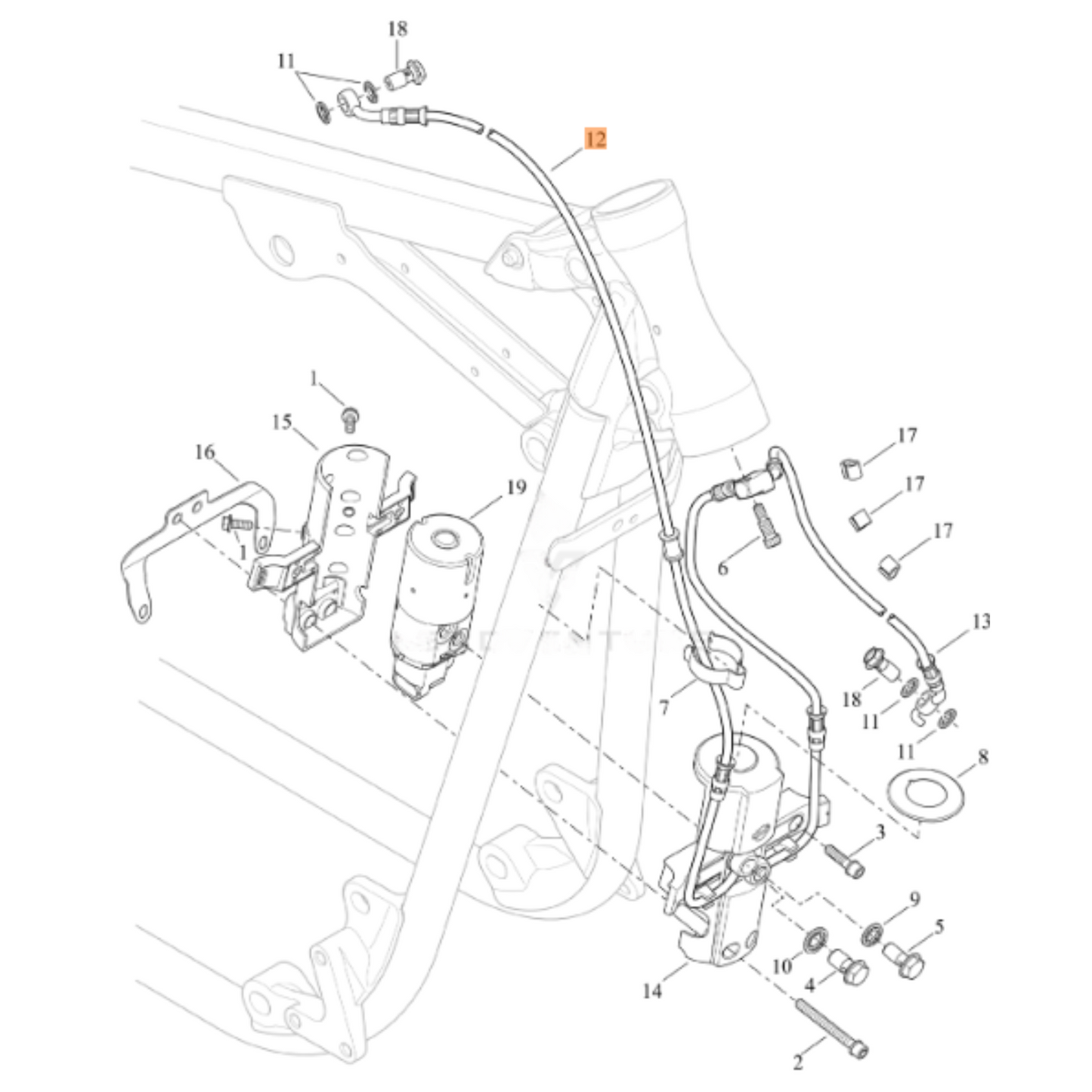 Harley-Davidson® Front Brake Line - Master Cylinder to Hydraulic Control Unit - ABS - 2015 FXST