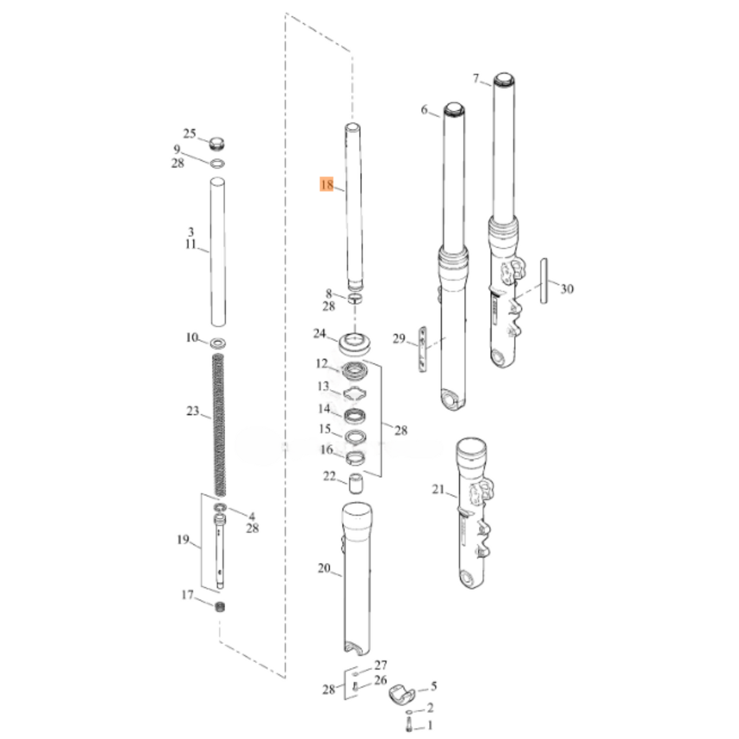 Harley-Davidson® Fork Tube - '07-'17 Dyna Models