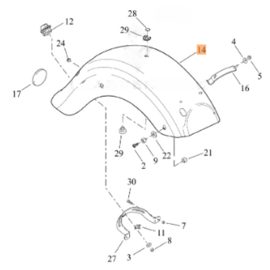 Harley-Davidson® Rear Fender - Primed - '19-'23 Ultra, Limited & ST Touring Models