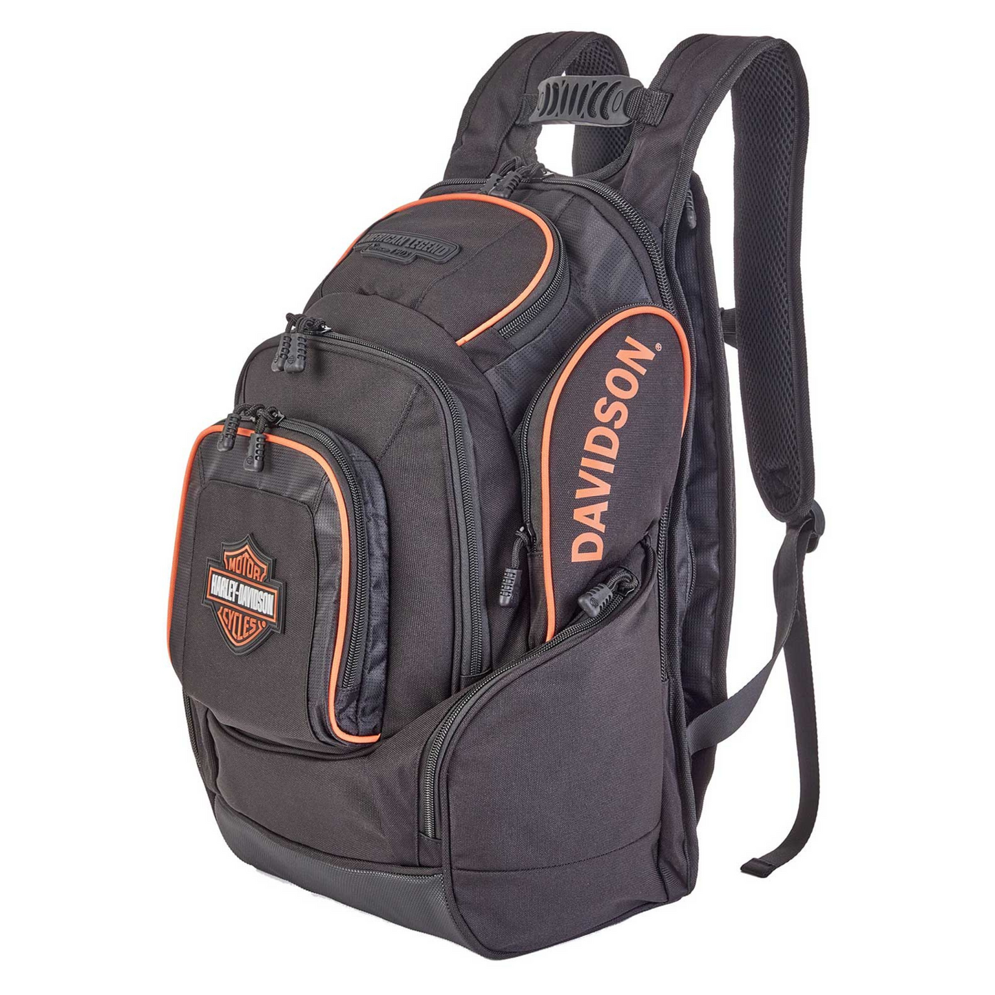 Harley-Davidson® Bar & Shield Legend Rugged Polyester Backpack - Black/Orange