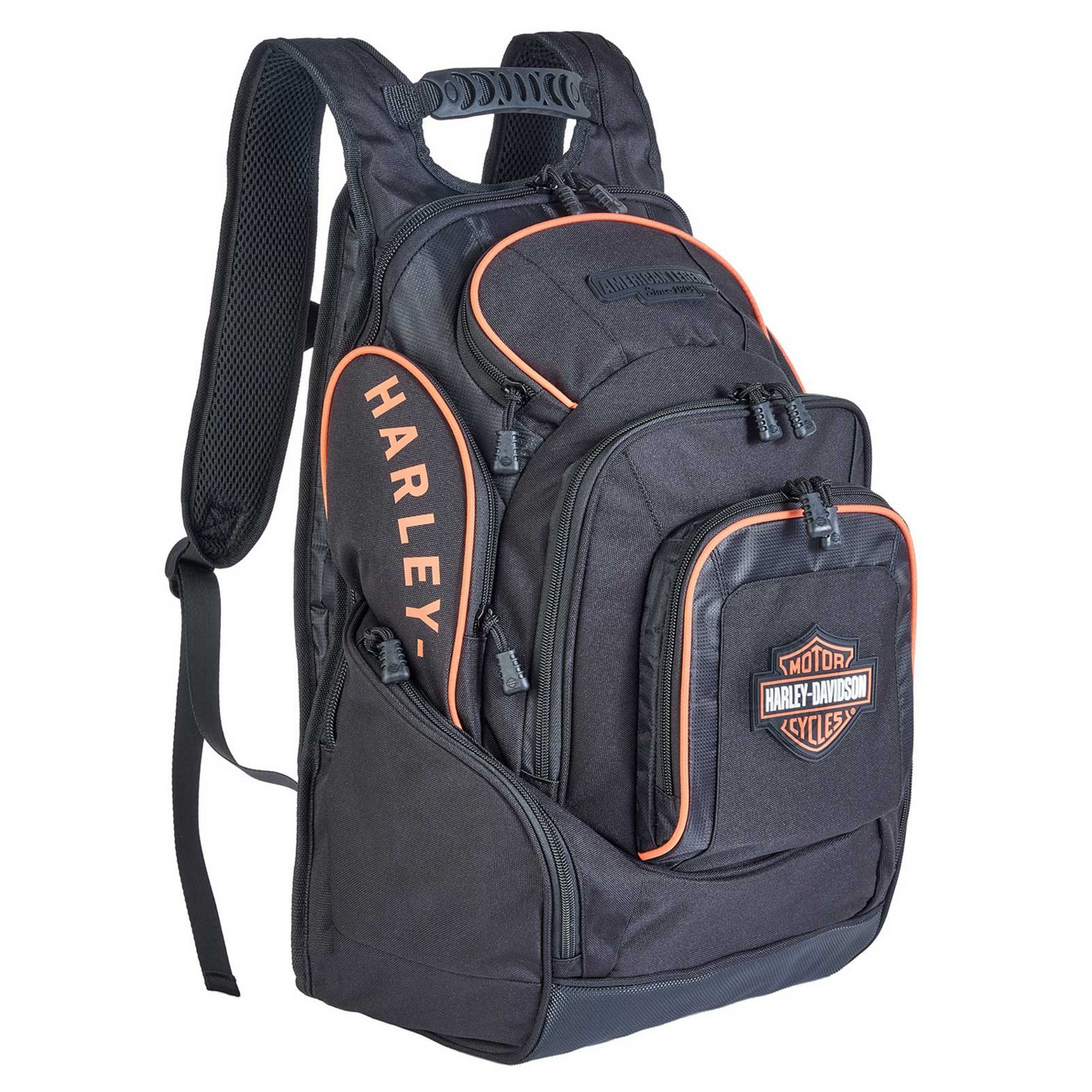 Harley-Davidson® Bar & Shield Legend Rugged Polyester Backpack - Black/Orange