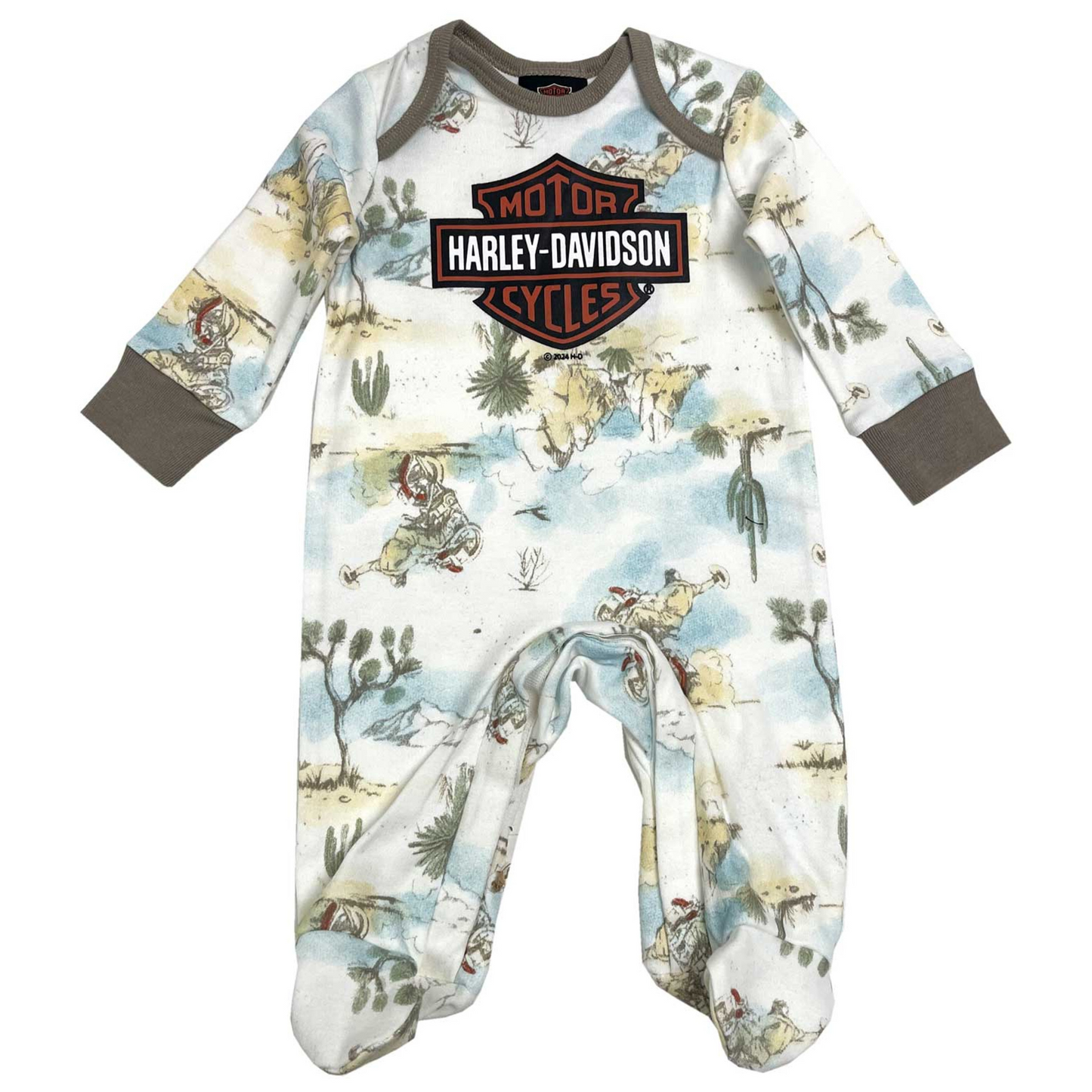 Harley-Davidson® Boys Bar & Shield Printed Footed Coveralls - White