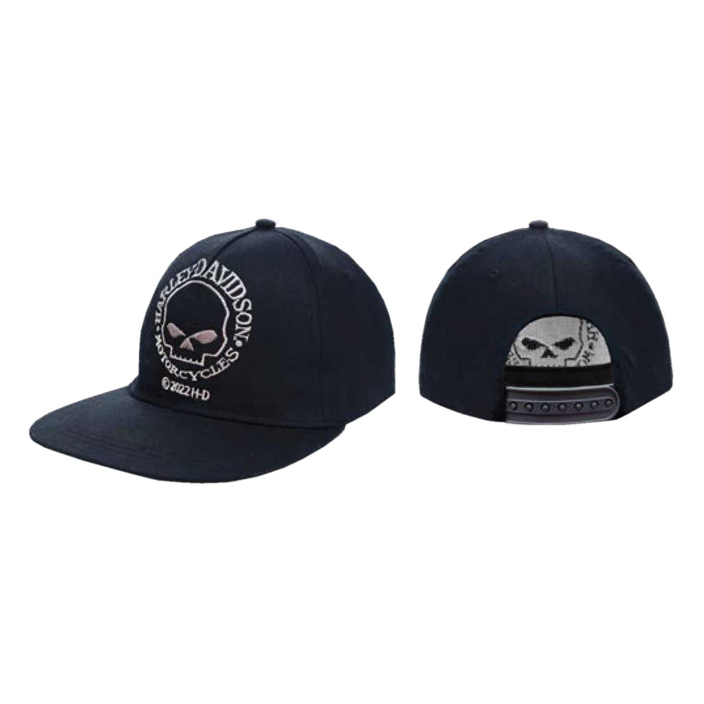 Harley-Davidson® Boys' Skull Twill Flat Brim Snap Back Cap - Black