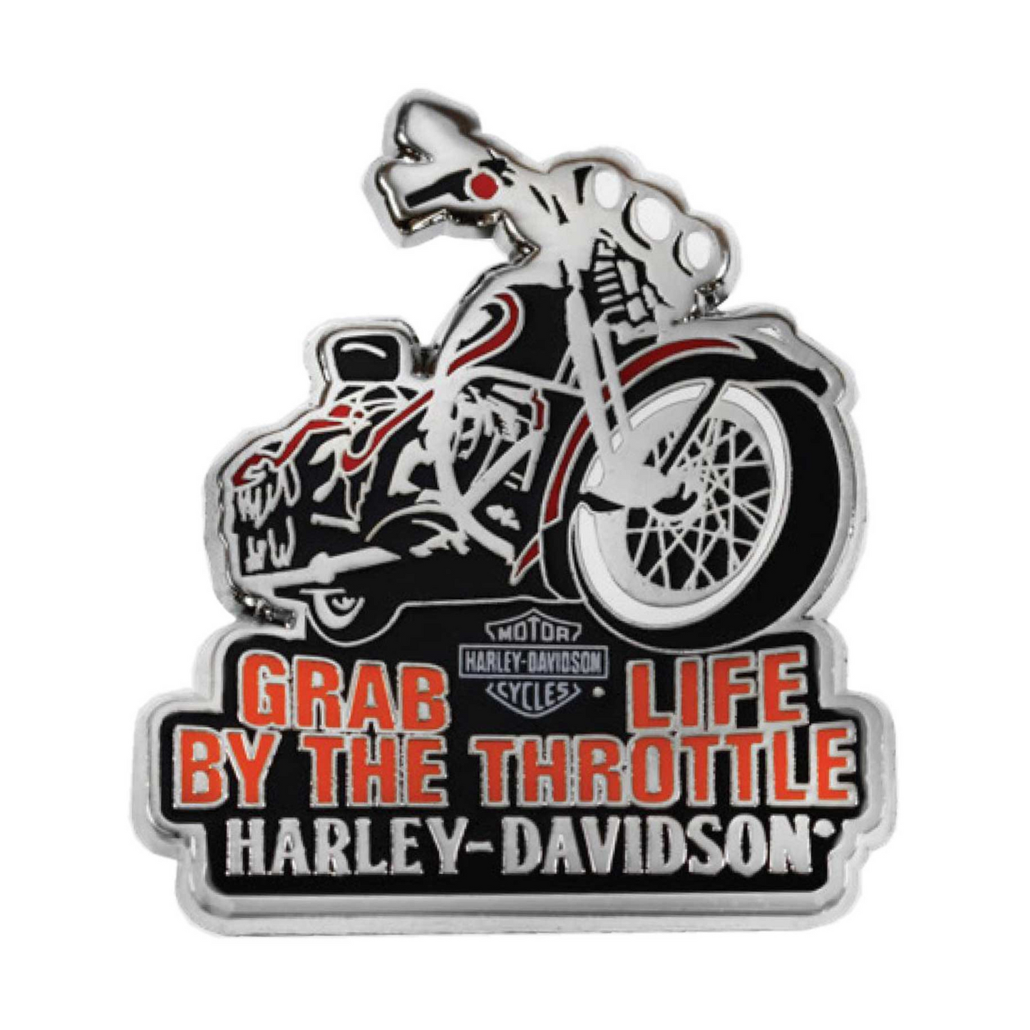 Harley-Davidson® 1.25 inch. Throttle Life Metal Pin - Black & Silver Finishes