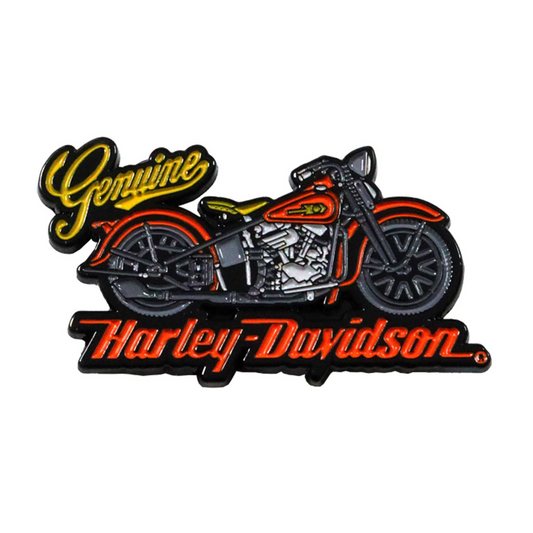 Harley-Davidson® 1.5 inch. Genuine Knucklehead Metal Pin - Black & Orange Finish