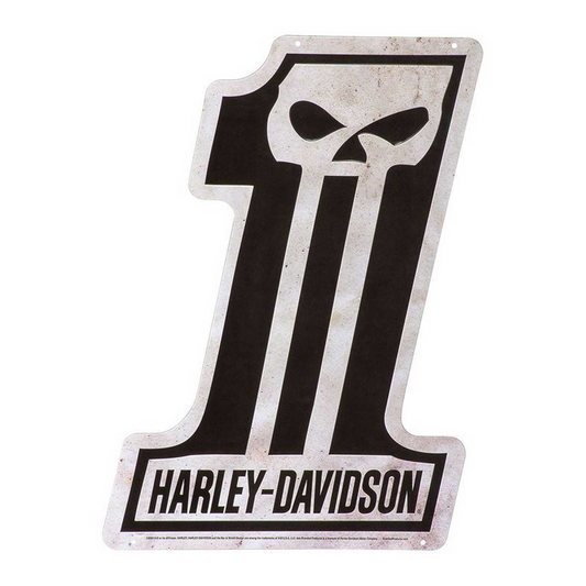 Harley-Davidson® Embossed Tin Sign - Shaped #1 Skull Logo