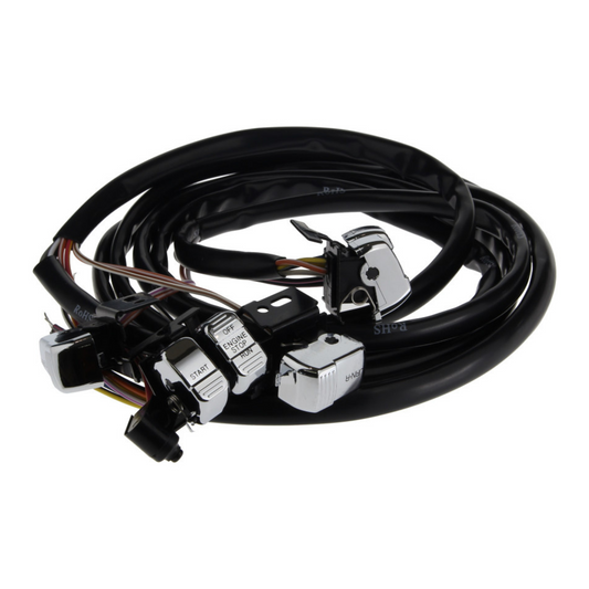 Daytona - 60in. Handlebar Wiring Harness with Chrome Switches. Fits Softail 1996-2010, Dyna 1996-2011 & Sportster 1996-2013.