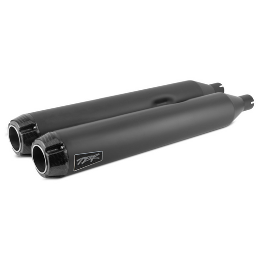 TBR - 4in. Slip-On Mufflers – Black with Carbon Fiber End Caps. Fits Touring 2017up.