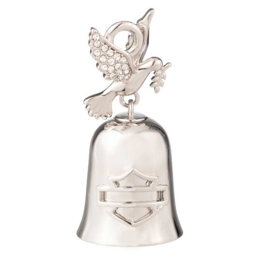 Harley-Davidson® Bar & Shield Logo Crystal Dove Charm Mini Ride Bell - Silver