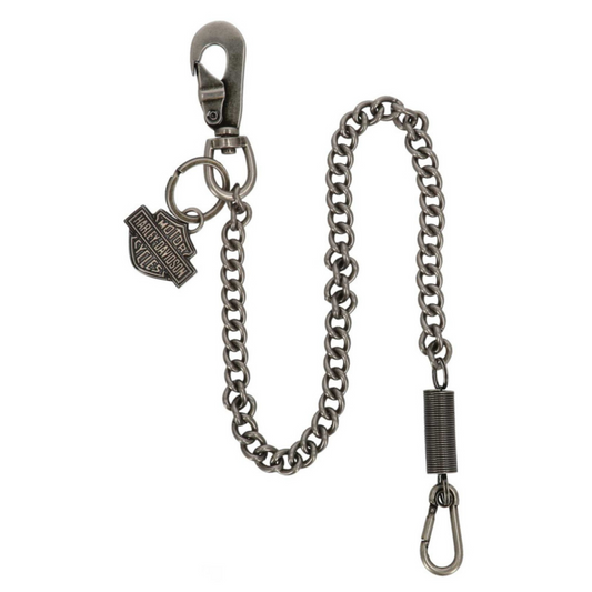Harley-Davidson® Men's Bar & Shield Spring 24 inch Wallet Chain - Antique Nickel