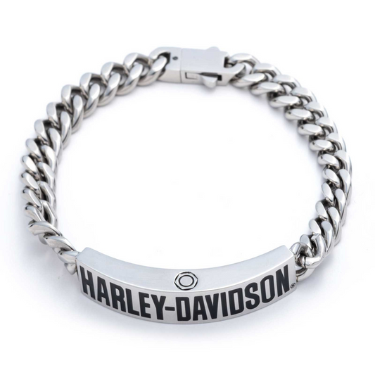Harley-Davidson® Men's 9 in. H-D Logo Curb Chain Bracelet - Stainless Steel