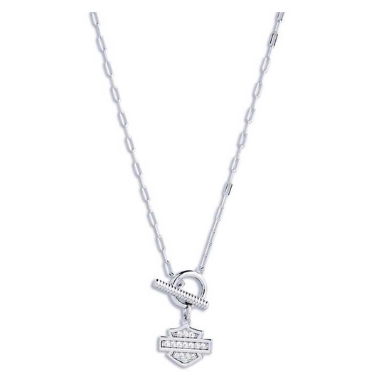 Harley-Davidson® Women's 16 in. Bar & Shield Logo Toggle Pendant Necklace - Silver