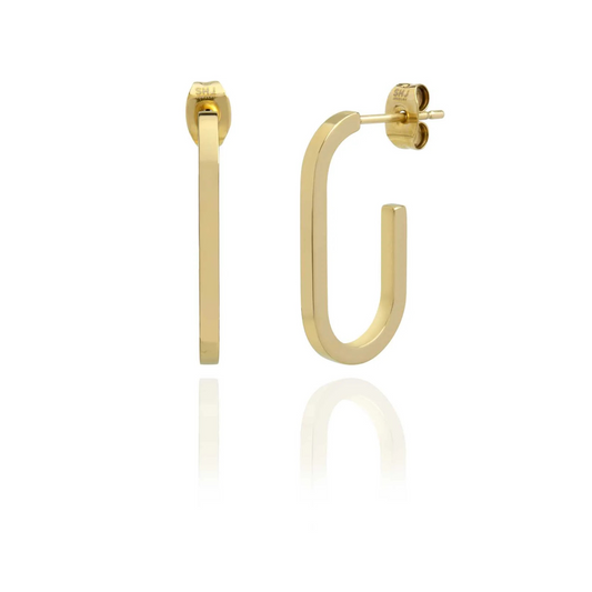 Sleek Oval Hoop Earings - Gold