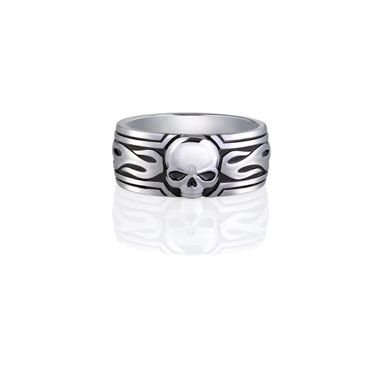 Blazin' Skull Band Ring
