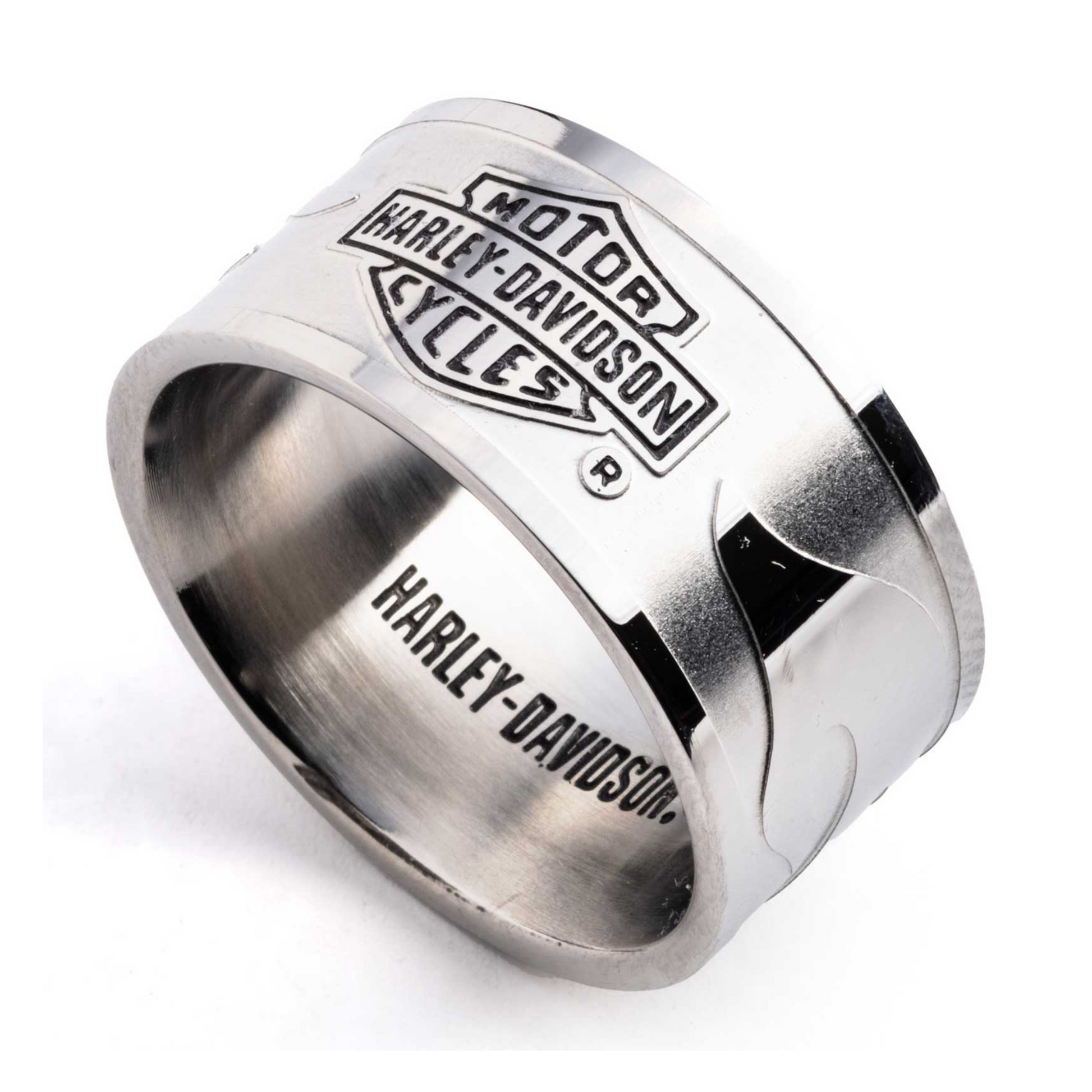 Harley-Davidson® Men's Bar & Shield Raised Flame Band Ring Harley-Davidson® Men's Bar & Shield Raised Flame Band Ring