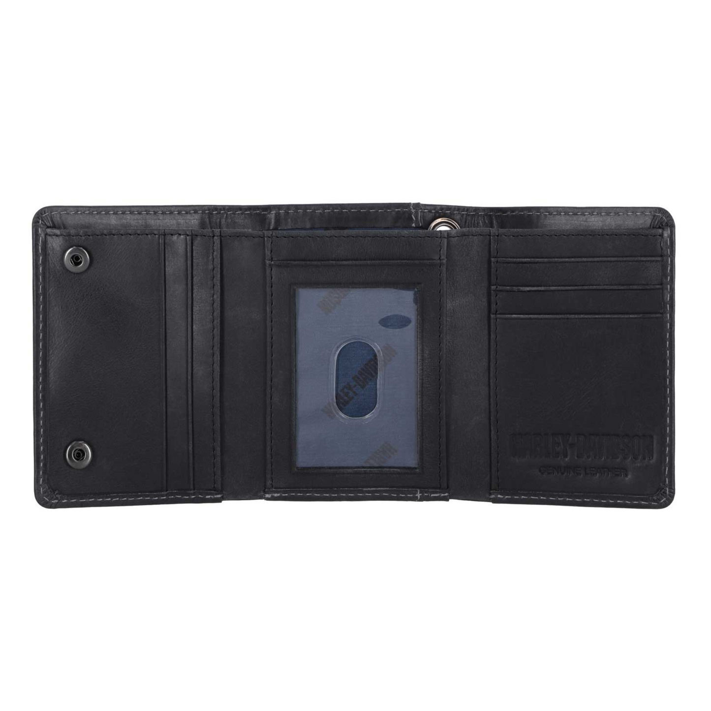 Harley-Davidson® Men's Willie G Skull Snap Tri-Fold Leather Wallet - Black