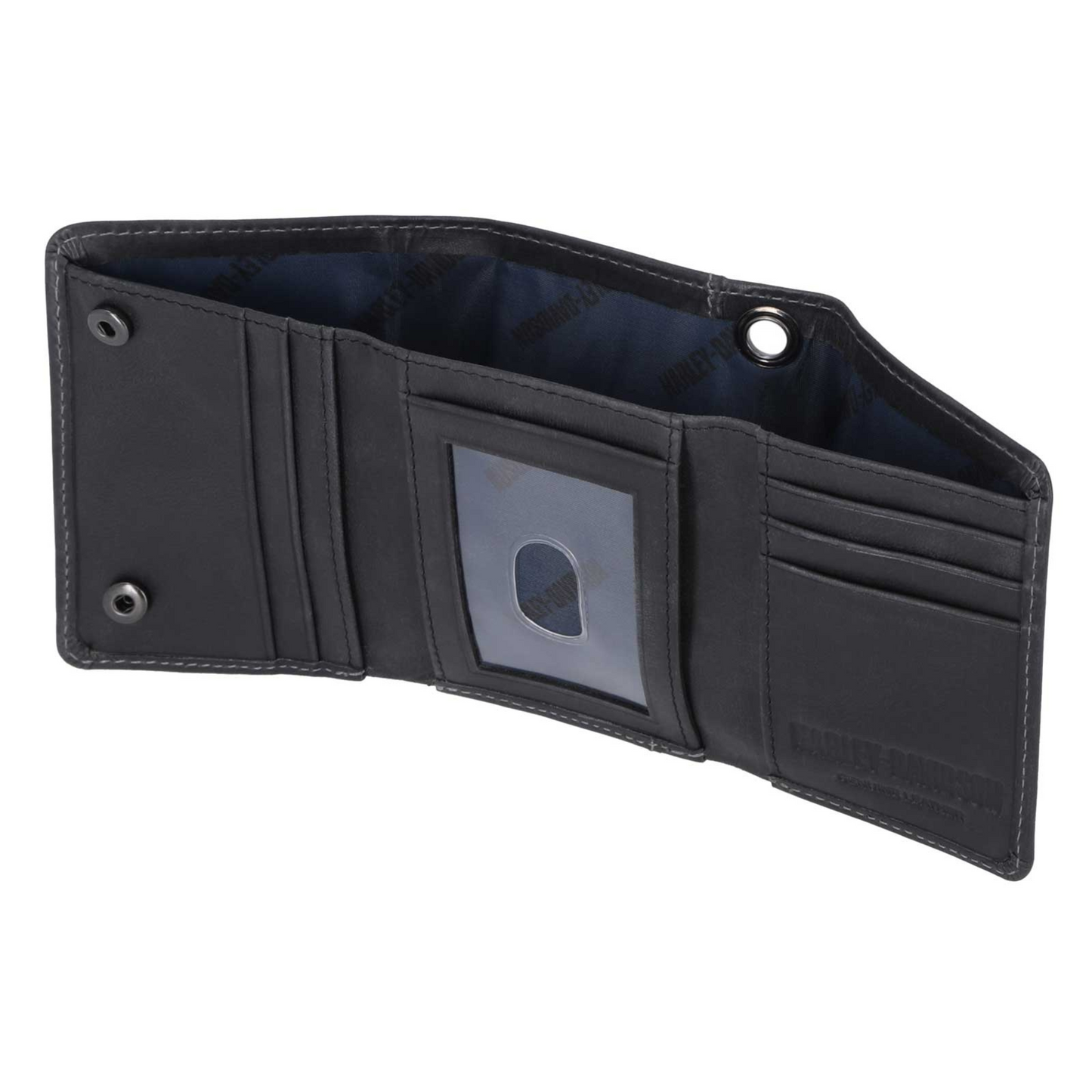 Harley-Davidson® Men's Willie G Skull Snap Tri-Fold Leather Wallet - Black