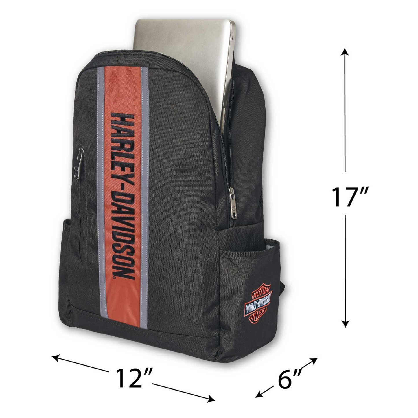 Harley-Davidson® Classic Iconic H-D Sport Stripe Backpack - Rugged Polyester Black