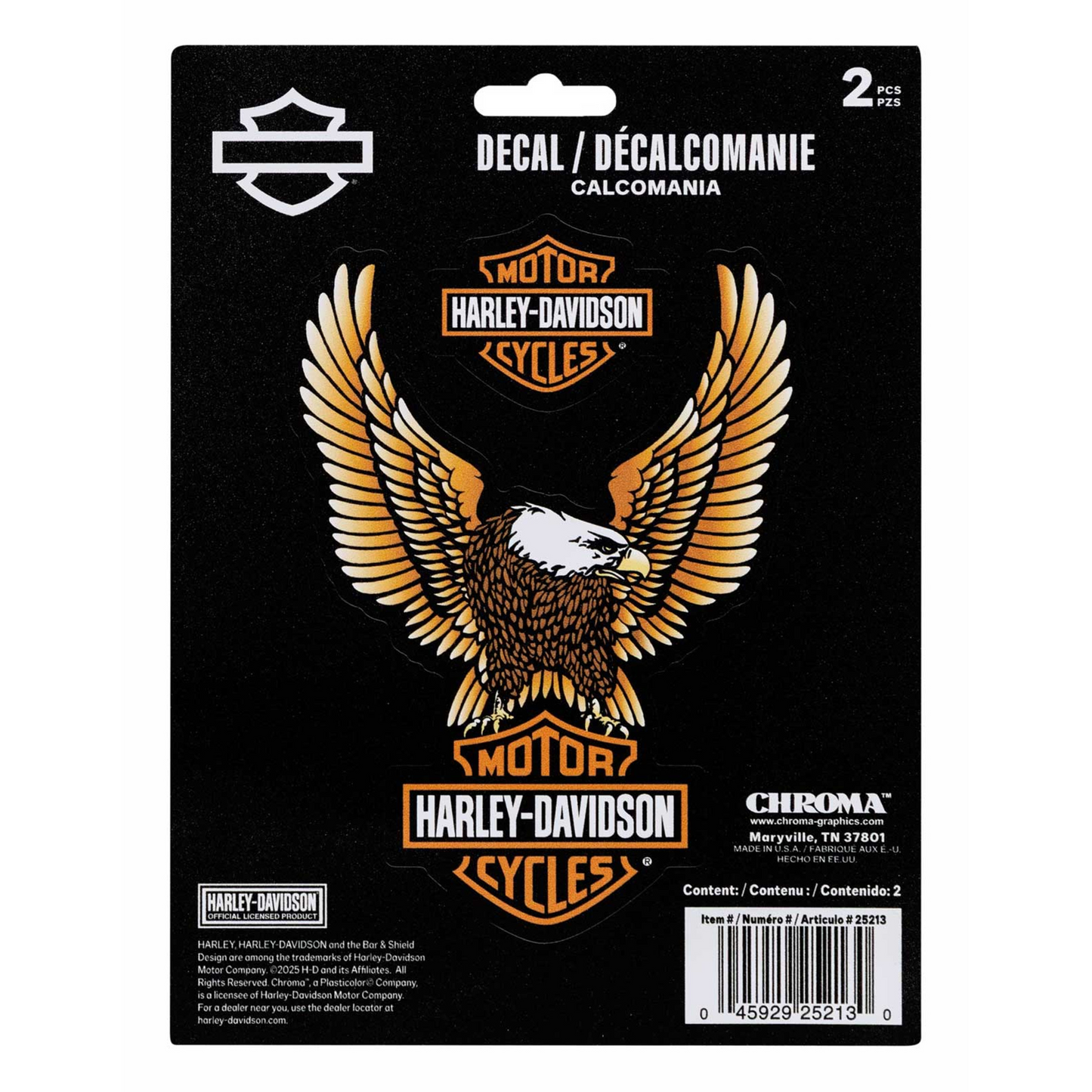 Harley-Davidson® 2-Piece Bar & Shield Eagle Logo Vinyl Decal - 6 x 8 in.