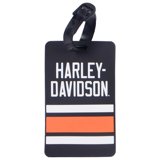 Harley-Davidson® Set of 2 Luggage Tags - Sport Stripe H-D Script Logo - Black