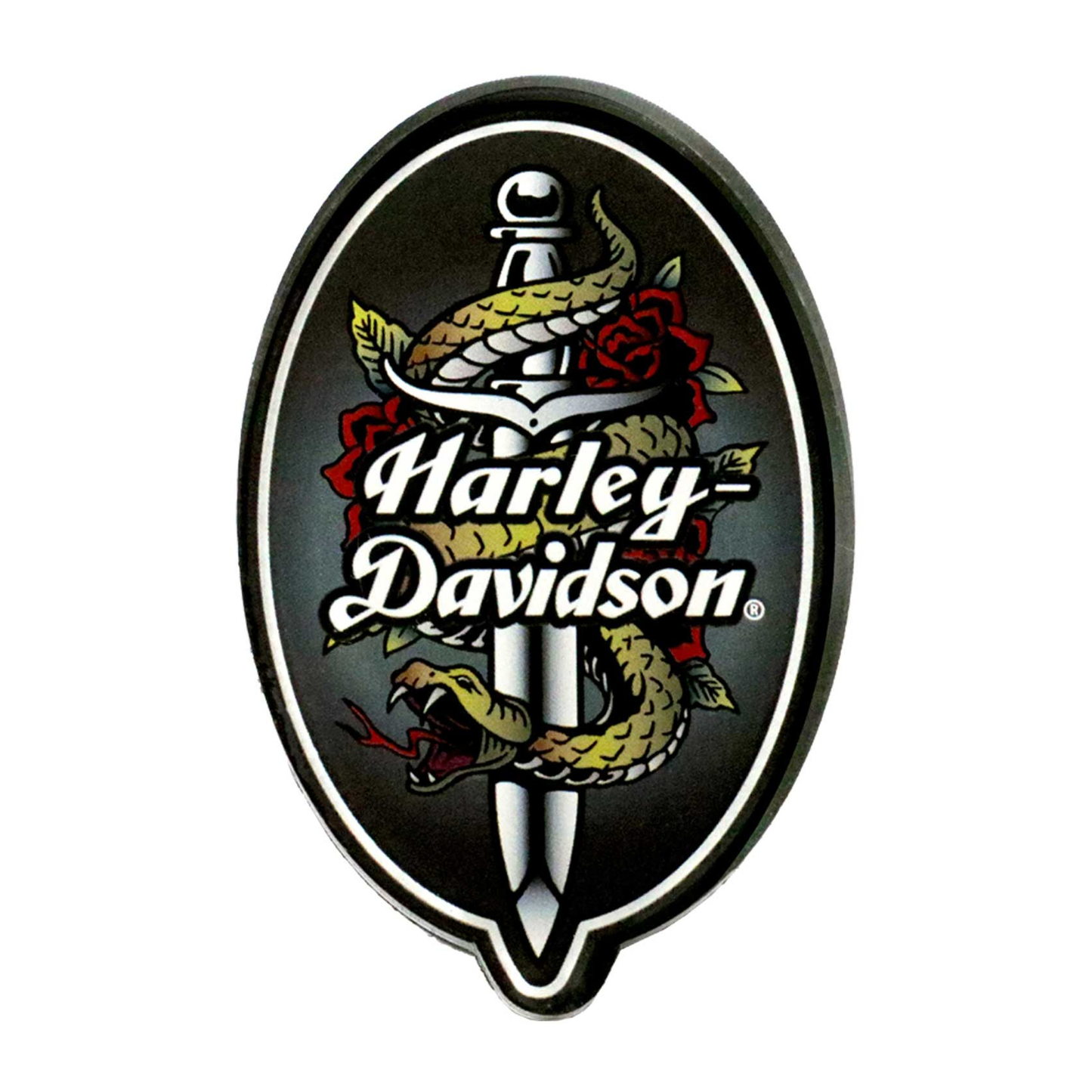 Harley-Davidson® Snakes & Daggers H-D Hard Acrylic Magnet - 3 in. Black