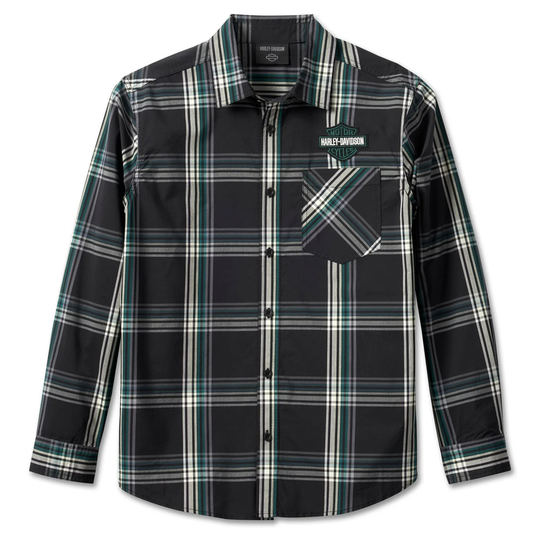 Harley-Davidson® Men's Classic Bar & Shield Plaid Shirt - Black Plaid