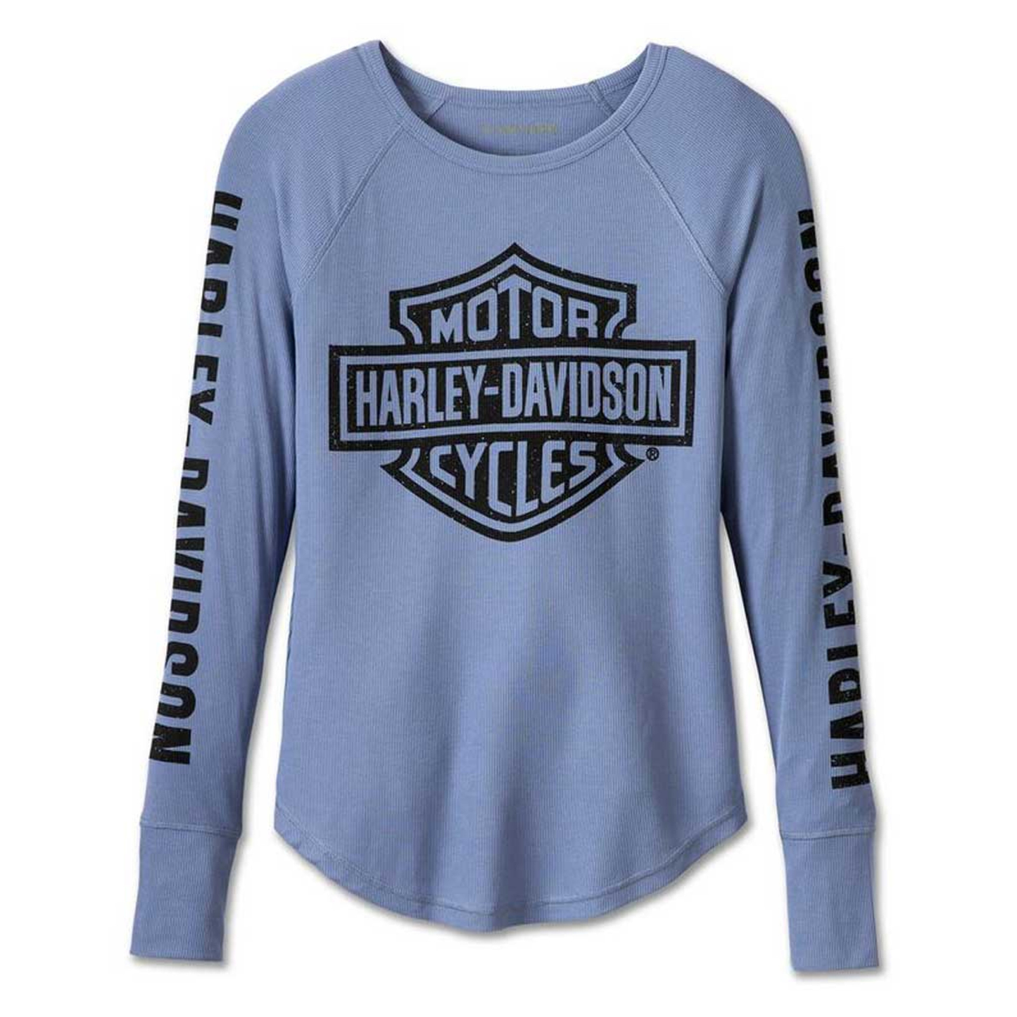 Harley-Davidson® Women's Authentic Bar & Shield Rib-Knit Long Sleeve Top - Blue