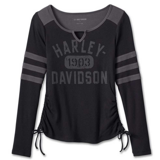 Harley-Davidson® Women's Race Her Long Sleeve Knit Top - Black Beauty