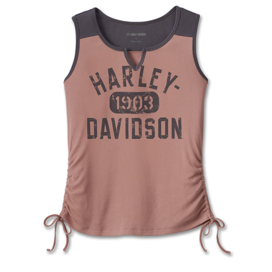 Harley-Davidson® Women's Race Her Sleeveless Knit Top - Colorblocked - Light Mahogany