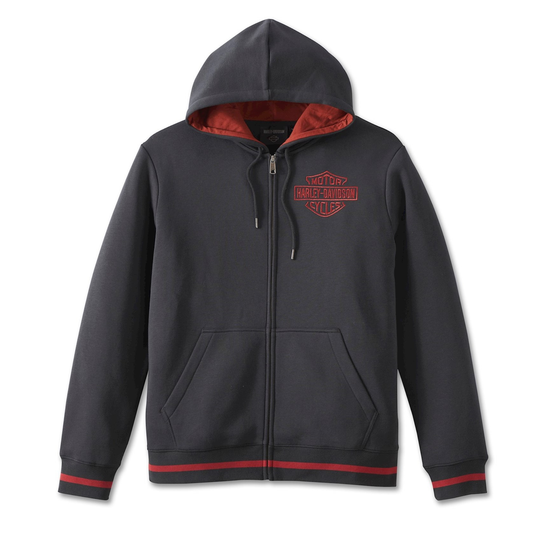 Harley-Davidson® Men's Bar & Shield United Zip-Up Hoodie - Black Beauty