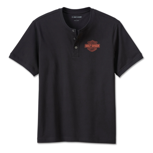 Harley-Davidson® Men's Combustion Henley T-Shirt- Black Beauty