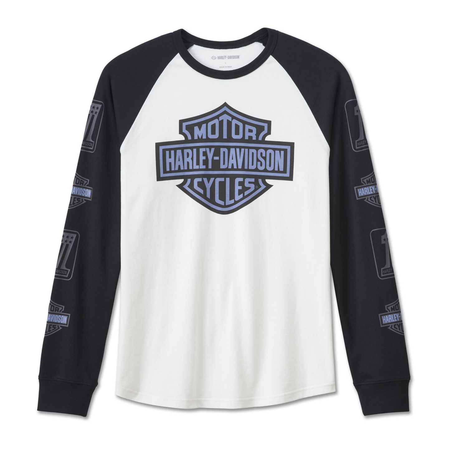 Harley-Davidson® Men's Bar & Shield LS Raglan - Colorblocked - Cloud Dancer