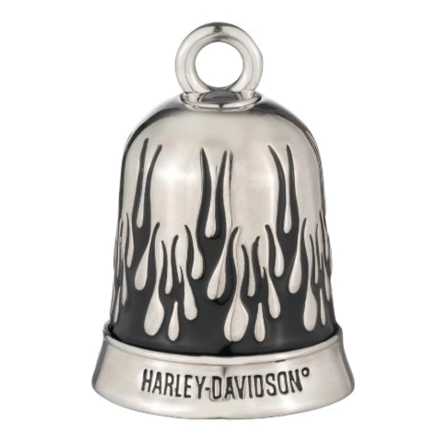 Harley-Davidson® Contrasting Black Flames Ride Bell - Silver Plating