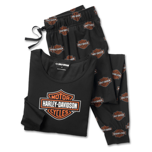 Harley-Davidson® Women's Bar & Shield Long Sleeve Pajama Set - Harley Black