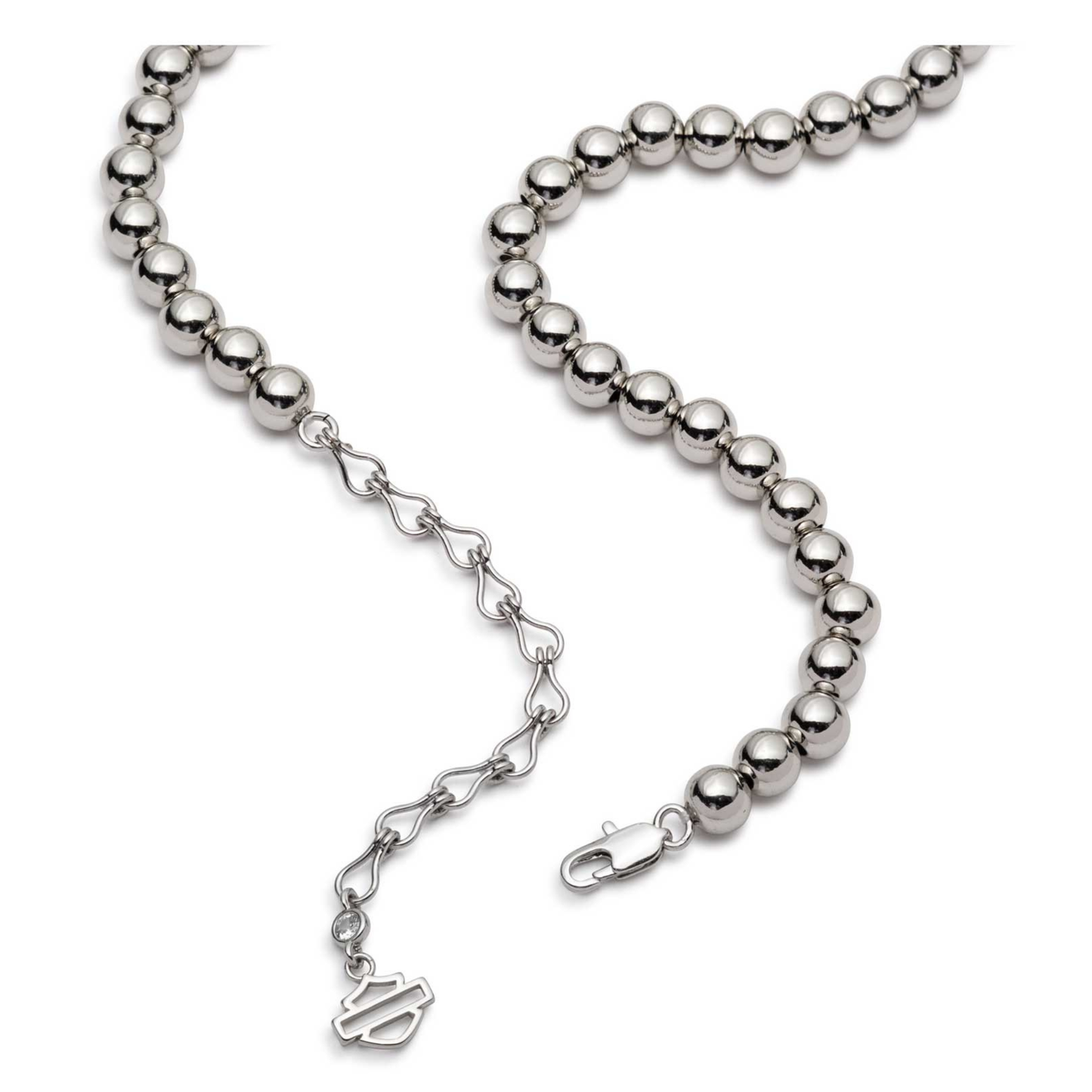 Harley-Davidson® Women's 16 in. Bar & Shield Heart Beaded Toggle Necklace - Silver