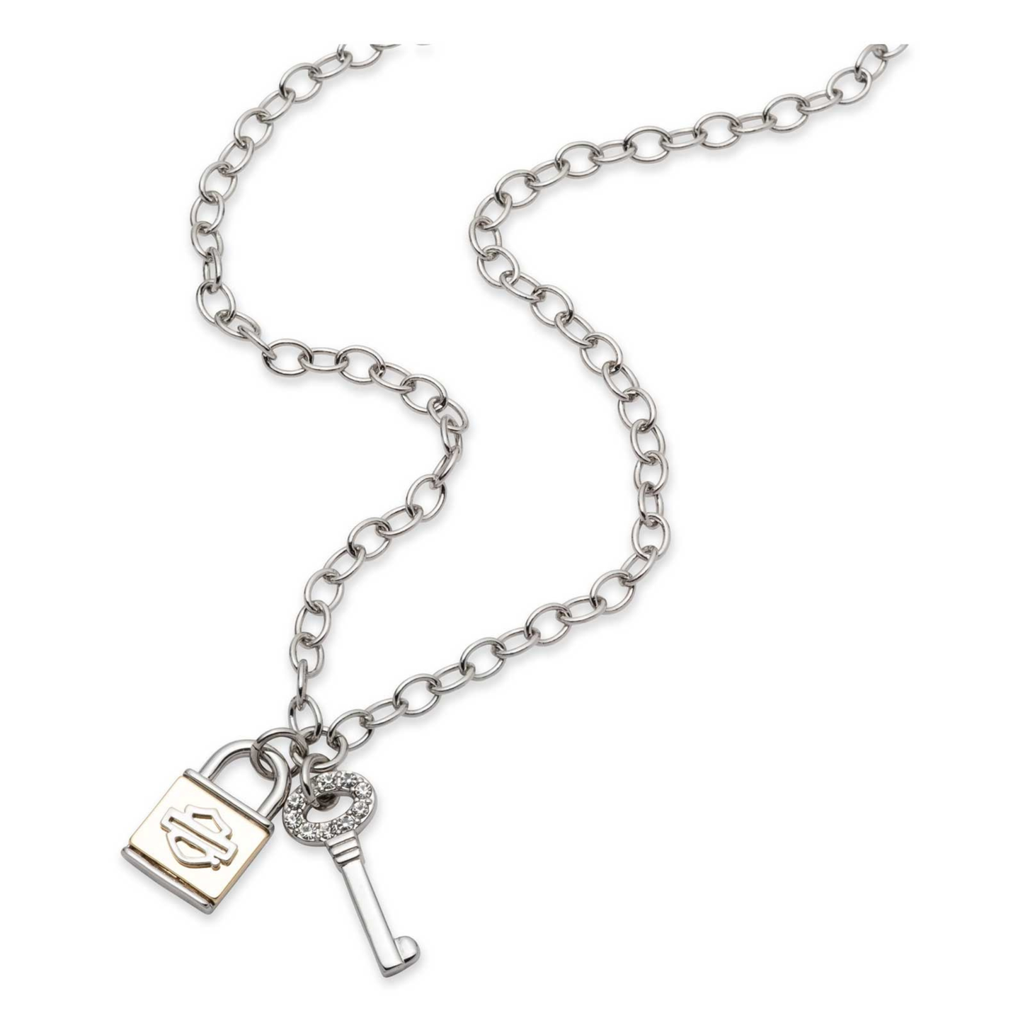 Harley-Davidson® Women's 24 in. Two-Tone Lock & Key Chain Necklace - Brass