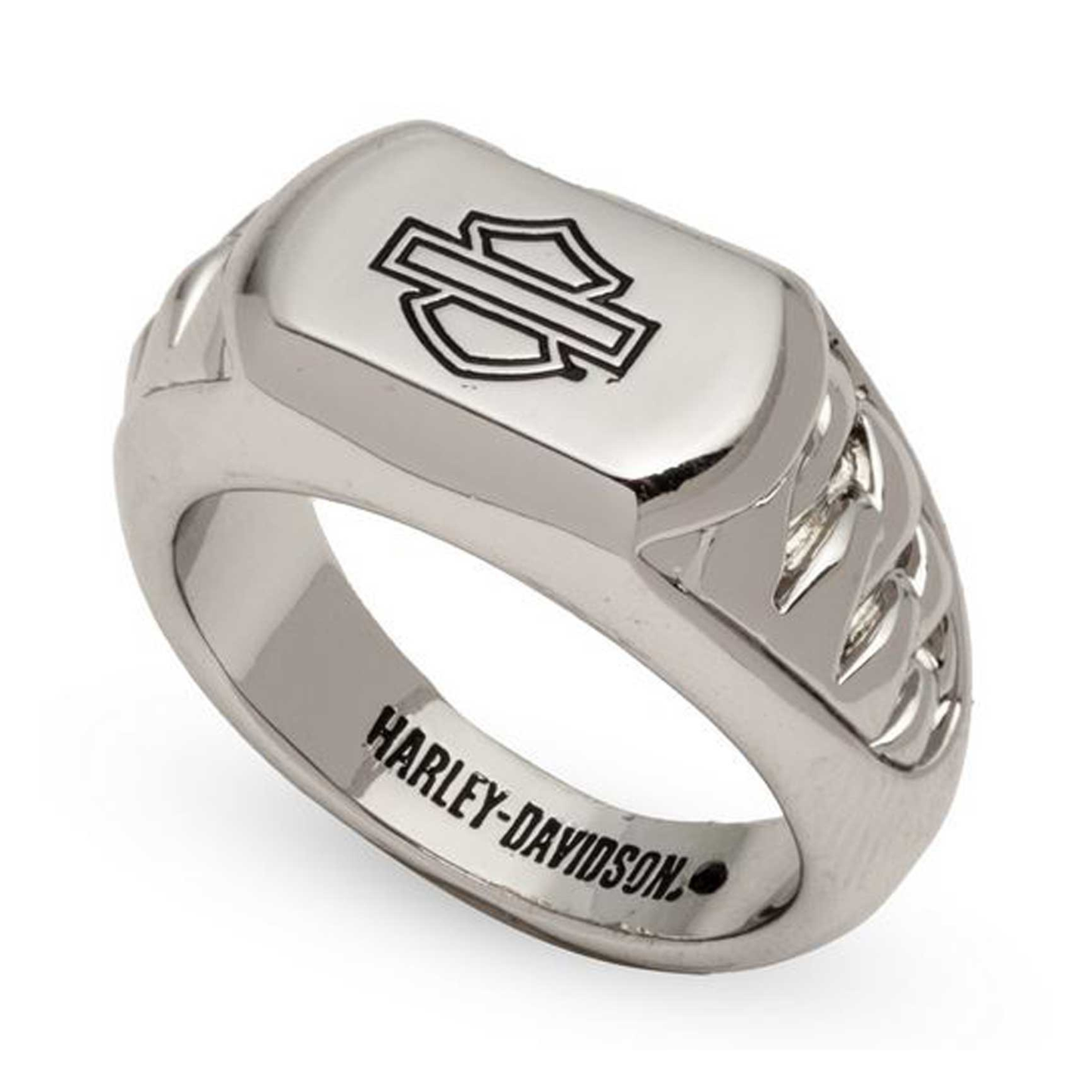 Harley-Davidson® Men's Bar & Shield Dimensional Chain Ring - Stainless Steel