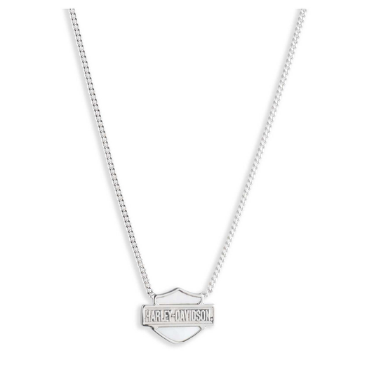 Harley-Davidson® Women's 16 in. Mother of Pearl Bar & Shield Pendant Necklace