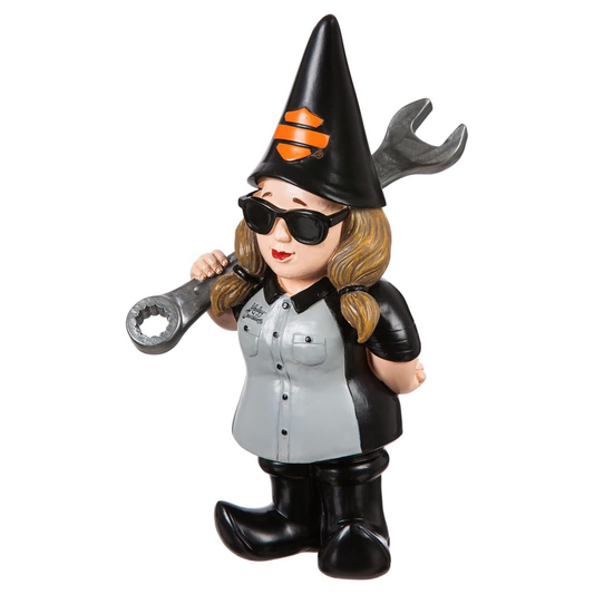Harley-Davidson® Mechanic Lady Polystone Garden Gnome