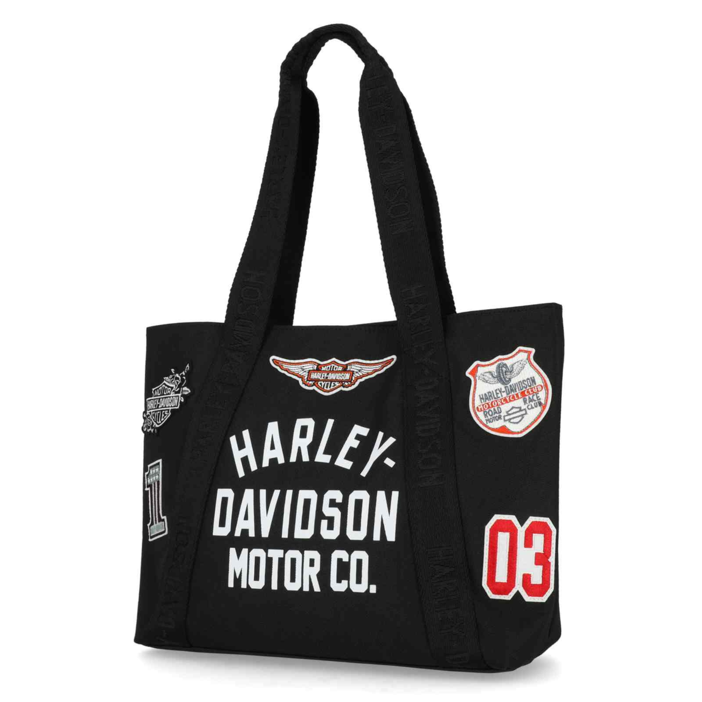 Harley-Davidson® Women's Vintage Logo Patches Tote Bag - Black Polyester