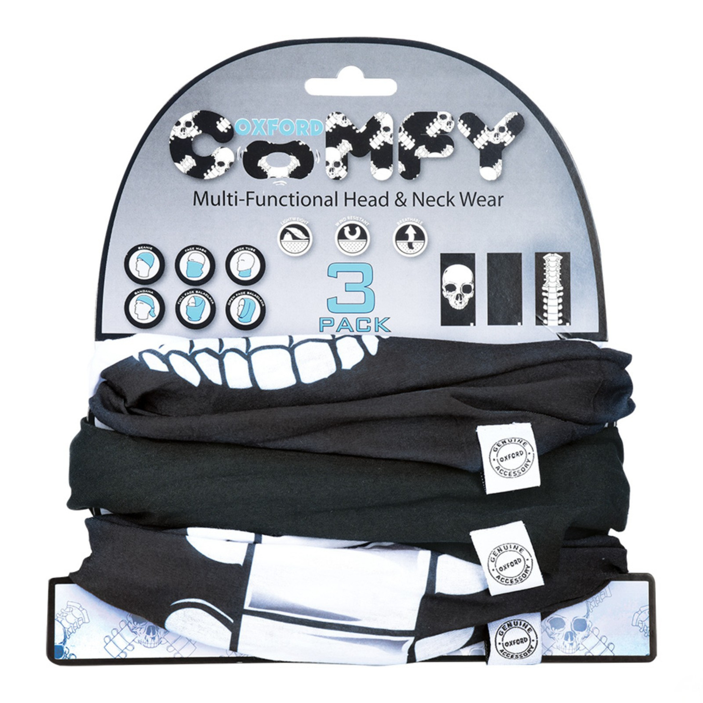 Oxford - Comfy Neck Tubes - Skeleton - 3 Pack